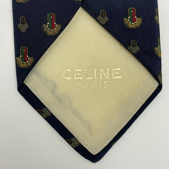 Celine Paris Men's Blue‎ Men's Necktie 100% Silk - Picture 4 of 7